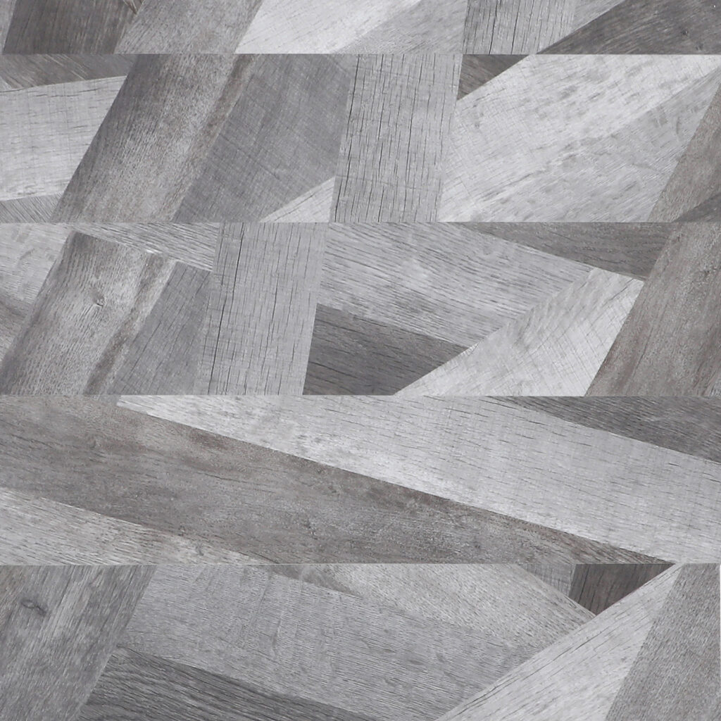 Grey-Abstract-Wood-Geometrics-Vinyl-Flooring-Design - Modern Elegance and Artistic Patterns